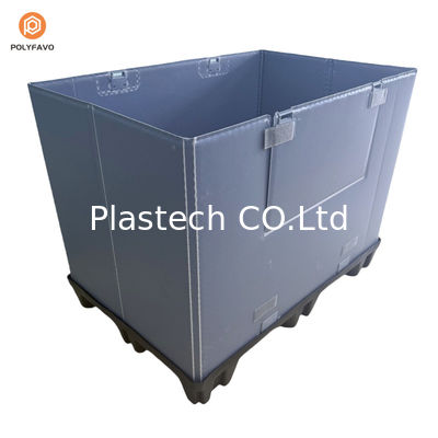 Contenant en plastique à manche en vrac à palettes pliables, boîte à couvercle à manche avec couvercle