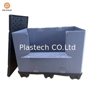 Contenant en plastique à manche en vrac à palettes pliables, boîte à couvercle à manche avec couvercle
