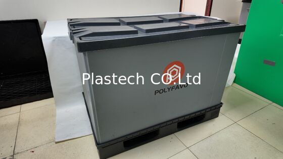 500 kg Boîtes d'expédition Boîte d'emballage 1200 * 800 * 900 mm avec couvercle Conteneur pliable PolyBox