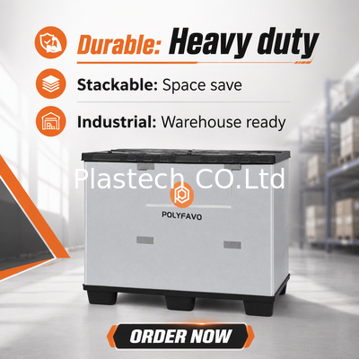 Botte de palette pliable pour le stockage en entrepôt et le transport logistique, caisse en vrac pliable robuste, empilable avec couvercle