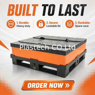 Boîte pliable pour le stockage et le transport, boîte à palettes pliable, empilable, conteneur de vrac avec couvercle et base en plastique