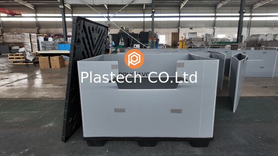 Made to Drawing Collapsible Pallet Box, Custom Cutouts Windows Holes, 300kg Dynamic Load 500kg Static Stackable Bulk Box